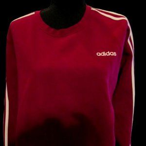 Adidas Fuchsia Sweatshirt, with White Stripes. Women's Size 2XL. Soft Cotton.